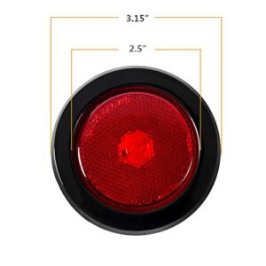 NOVALITE 5X 2.5’’ Round Red Trailer LED Side Marker Lights, Sealed Grommet Flush Mount 4 LEDs Light with Reflective Lens, Truck RV Waterproof Universal 12V, DOT Certified