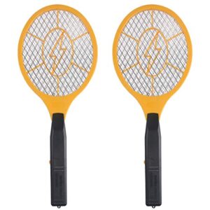 2 pack bug zapper electric fly swatter zap mosquito - indoor outdoor zapping racket for pest - safe to touch with 3-layer safety mesh