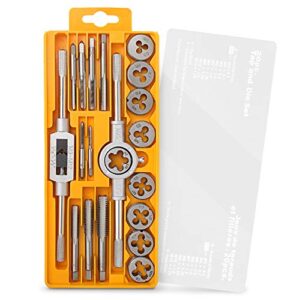 hi-spec 20 piece metric tap & die set - complete m3 to m12 fine & coarse tools to cut, chase and thread with wrench accessories in a tray case