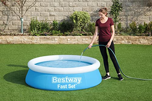 Bestway Fast Set 6 Foot x 20 Inch Round Inflatable Above Ground Outdoor Swimming Pool with 248 Water Capacity and Repair Patch, Blue (Pool Only)