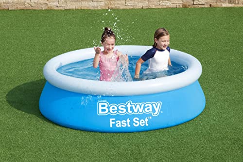 Bestway Fast Set 6 Foot x 20 Inch Round Inflatable Above Ground Outdoor Swimming Pool with 248 Water Capacity and Repair Patch, Blue (Pool Only)