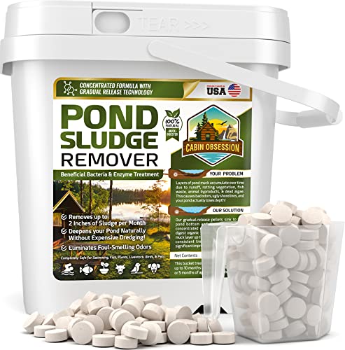 Pond Sludge Remover – 5 Pounds Beneficial Pond Bacteria & Enzyme Treatment - 100% Natural Muck Digester – Safe for All Aquatic Life and Recreation - Made in The USA