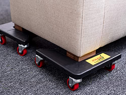 Pake Handling Tools - Furniture Corner Mover 3 Wheel Dolly- Low Profile Wheel Dollies Set of 4-880 lb. Load Capacity