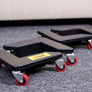 Pake Handling Tools - Furniture Corner Mover 3 Wheel Dolly- Low Profile Wheel Dollies Set of 4-880 lb. Load Capacity