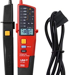 Voltage Tester Professional UT18C Voltage and Continuity Tester Multifunction Waterproof Digital Electrical Circuit Tester Voltage Meter Voltmeter 12V~690V AC/DC Automatic Range LCD Display