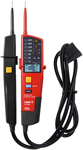 Voltage Tester Professional UT18C Voltage and Continuity Tester Multifunction Waterproof Digital Electrical Circuit Tester Voltage Meter Voltmeter 12V~690V AC/DC Automatic Range LCD Display