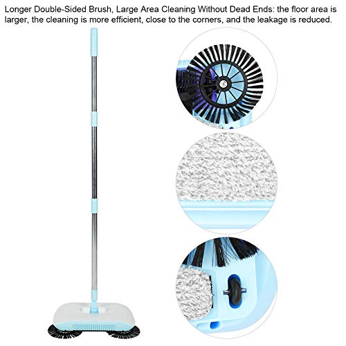 Hand Push Sweeper, Household Hand Sweeping Machine, Non Electric Sweeper Mop Broom Dustpan Floor Cleaning Tools for Cleaning Hair, Fruit Shell, Dust, etc - Angle Changable Freely(Blue)