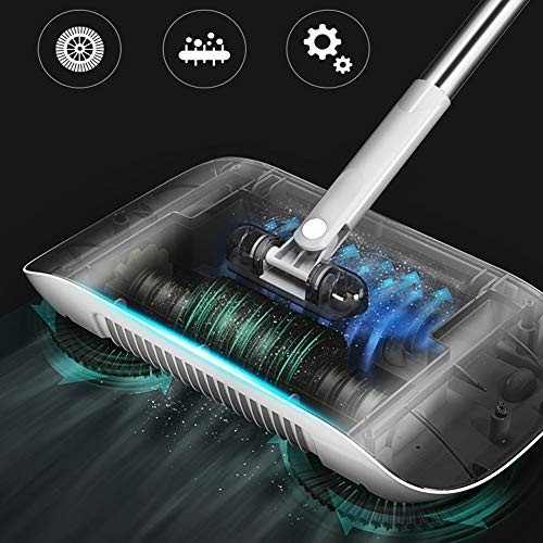 Hand Push Sweeper, Household Hand Sweeping Machine, Non Electric Sweeper Mop Broom Dustpan Floor Cleaning Tools for Cleaning Hair, Fruit Shell, Dust, etc - Angle Changable Freely(Blue)