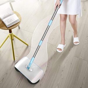 Hand Push Sweeper, Household Hand Sweeping Machine, Non Electric Sweeper Mop Broom Dustpan Floor Cleaning Tools for Cleaning Hair, Fruit Shell, Dust, etc - Angle Changable Freely(Blue)