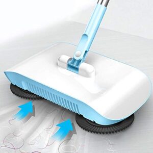 Hand Push Sweeper, Household Hand Sweeping Machine, Non Electric Sweeper Mop Broom Dustpan Floor Cleaning Tools for Cleaning Hair, Fruit Shell, Dust, etc - Angle Changable Freely(Blue)