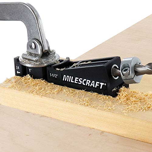 Milescraft 1324 Pocket Jig 100 -Includes 3/8″ HSS Step Drill Bit, 6” Magnetic T20 Star Driver & 3/8″ Split Design Stop Collar -Perfect Pocket Hole Jig for Hard to Reach Areas, Including Repairs,Black