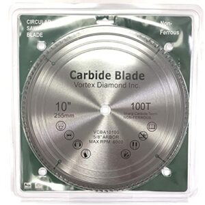 VORTEX DIAMOND VAB 10 Inch 100 Teeth TCT Non-Ferrous Metal Circular Saw Blade with 5/8" Arbor (10 Inch 100 Teeth)