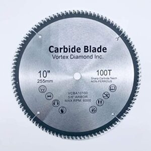 VORTEX DIAMOND VAB 10 Inch 100 Teeth TCT Non-Ferrous Metal Circular Saw Blade with 5/8" Arbor (10 Inch 100 Teeth)