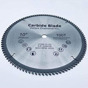 VORTEX DIAMOND VAB 10 Inch 100 Teeth TCT Non-Ferrous Metal Circular Saw Blade with 5/8" Arbor (10 Inch 100 Teeth)