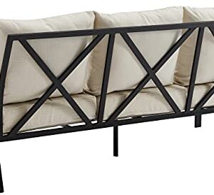 Crosley Furniture KO60027BZ-OL Kaplan Outdoor Metal Sofa, Oiled Bronze with Oatmeal Cushions