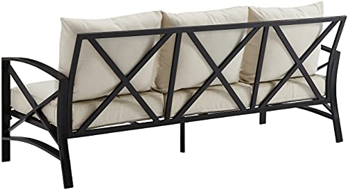 Crosley Furniture KO60027BZ-OL Kaplan Outdoor Metal Sofa, Oiled Bronze with Oatmeal Cushions