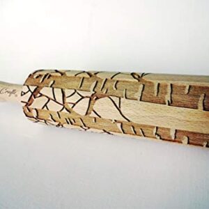 BIRCH embossing rolling pin engraved wooden embossed dough roller for embossed cookies or clay by Algis Crafts