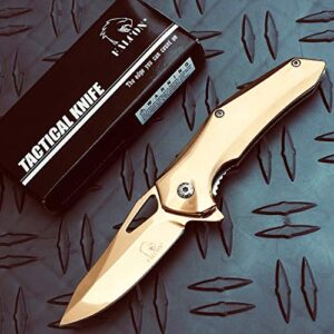 falcon ks33407 6.5" in. multicolor folding pocket knive with 2" clip point blade for outdoor, tactical, survival and edc