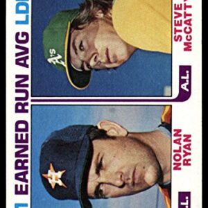 1982 Topps Baseball #167 Nolan Ryan/Steve McCatty Houston Astros/Oakland Athletics ERA Leaders Official MLB Trading Card in Raw (EX or Better) Condition