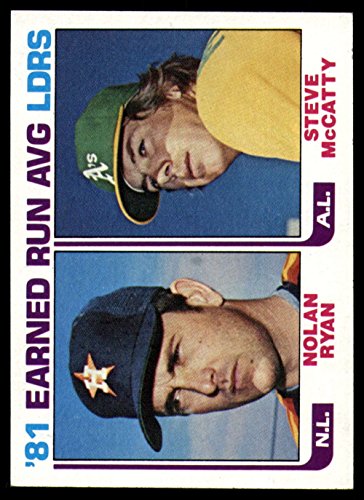 1982 Topps Baseball #167 Nolan Ryan/Steve McCatty Houston Astros/Oakland Athletics ERA Leaders Official MLB Trading Card in Raw (EX or Better) Condition