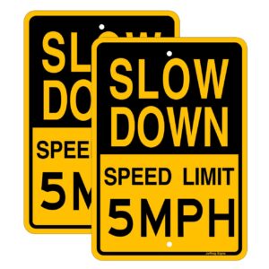 joffreg slow down speed limit 5 mph sign,17 x12 inches,reflective aluminum (2 pack)