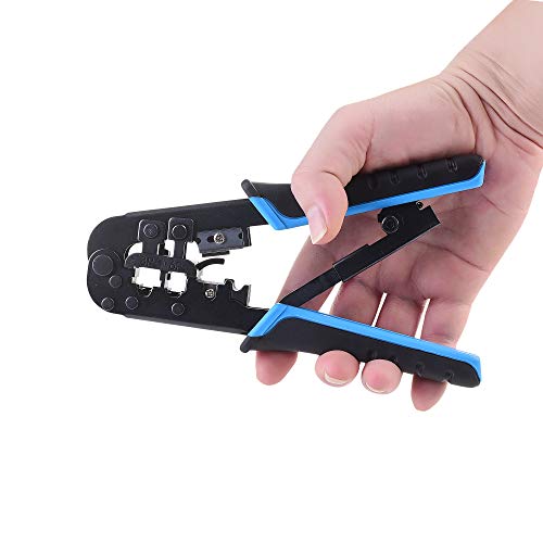 Cable Matters Modular RJ45 Crimp Tool (Ethernet Crimper) with Built-in Wire Cutter and Stripper - 10-Pack Cat6 RJ45 Connectors Included