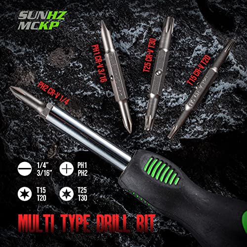 SUNHZMCKP 8 in 1 Screwdriver, Portable multi-purpose screwdriver set，High-Strength Bits, Phillips, Slotted, Torx，Suitable for outdoor and daily repair tools,The best tool gift