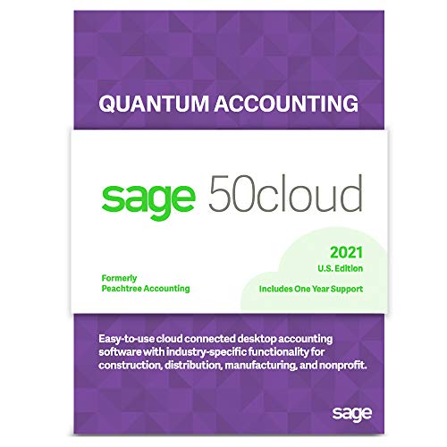 Sage Software Sage 50cloud Quantum Accounting 2021 U.S. 5-User One Year Subscription Cloud Connected Accounting Software (5-Users)