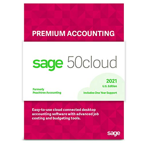 Sage Software Sage 50cloud Premium Accounting 2021 U.S. 1-User One Year Subscription Cloud Connected Small Business Accounting Software