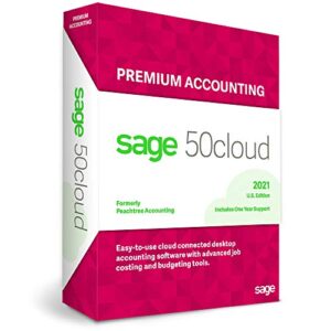 Sage Software Sage 50cloud Premium Accounting 2021 U.S. 1-User One Year Subscription Cloud Connected Small Business Accounting Software