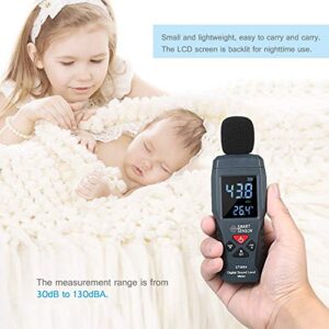 Handheld Sound Level Meter,LCD Decibel Meter,Mini Digital Noise Meter,Decibel Tester,Decibel Alarm,with Red Black Light Alarm and Sound Alarm,Range 30-130dBA