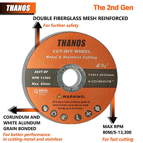 THANOS Cut Off Wheel,50 Pack 4-1/2"x 3/64 x 7/8" Metal and Stainless Steel Cutting Wheel for Angle Grinder,Ultra Thin Cutting Disc（4.5"x.040"x7/8" ）