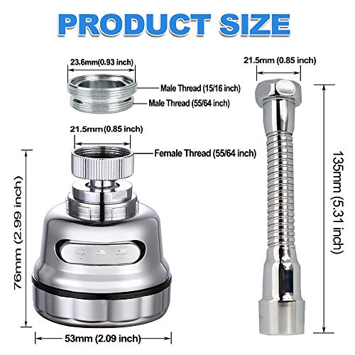 Kitchen Sink Faucet Sprayer Attachment, Movable Kitchen Tap Head 360° Rotatable, Anti-Splash Sink Sprayer Faucet Nozzle Head, Water Saving Faucet Aerator