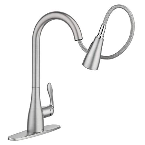 Moen Georgene Spot Resist Stainless 1-Handle Deck Mount Pull-Down Handle/Lever Commercial/Residential Kitchen Faucet (Deck Plate Included)