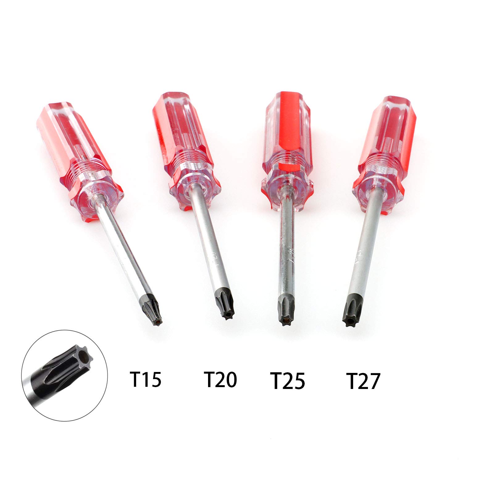 Buspoll T15 T20 T25 T27 star nut driver, torx Screwdriver Set, for Computer Repairing,Automobile Tools and Home Appliances,4-Piece