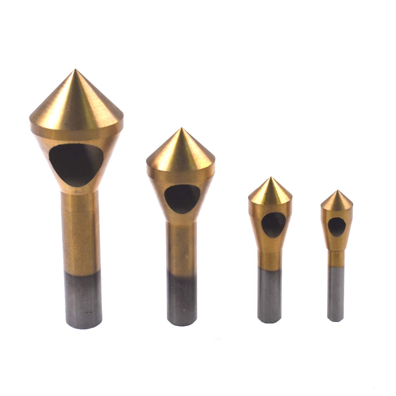 HGC 4Pcs Chamfer Countersink Deburring Drill Bits Set Cutting Metal Tool