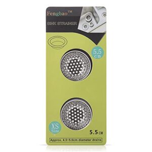 Fengbao 2PCS Mini Bathroom Drain Strainer - Stainless Steel, Small Wide Rim 2.17" Diameter