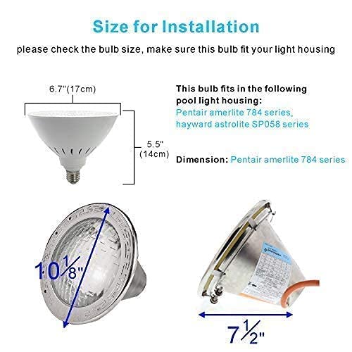 weipute Pool Lights, 120V 45W LED Pool Light with Remote Control, Color Changing Pool Light Bulb Replacement for Inground Pool