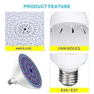 weipute Pool Lights, 120V 45W LED Pool Light with Remote Control, Color Changing Pool Light Bulb Replacement for Inground Pool