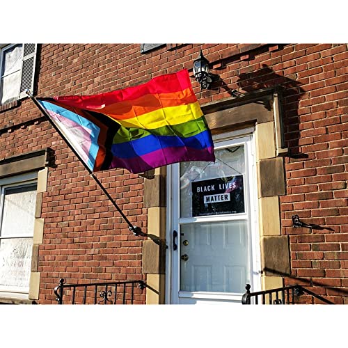 Homissor Progress Pride Rainbow Flag 3x5 ft- LGBT Community Gay Pride Lesbian Transgender Bisexual Flags Banner Fade Resistant for Indoor Outdoor