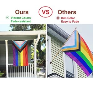 Homissor Progress Pride Rainbow Flag 3x5 ft- LGBT Community Gay Pride Lesbian Transgender Bisexual Flags Banner Fade Resistant for Indoor Outdoor