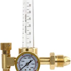 Welding Argon CO2 Gas Regulator 0-60CFH, 0-3500PSI Mig Tig Flowmeter Female 9/16" 18RH CGA-580 Inlet Gas Welder Regulator Gauge