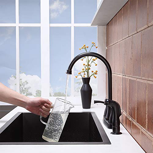 VCCUCINE Oil Rubbed Bronze Kitchen Faucet, 2 Handle 3 Hole 4 Hole Kitchen Sink Faucets with Pull Down Side Sprayer, 360 Swivel High Arc Stainless Steel Rv Camper Laundry Utility Bar Sink