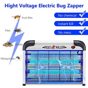 Indoor Bug Zapper, Electric Mosquito Zapper Plug-in, Powerful 20W 2800V Fly Insect Killer Repellent Lamp, Home Pest Control Bug Catcher Eliminator Shocker for Gnat Fruit Fly Moth with Replacement Bulb