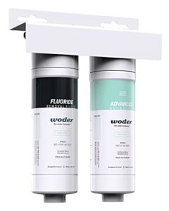 woder wd-d-5k-frm-adv-jg quick connect dual stage fluoride removal inline water filtration system. removes chlorine, lead, chromium 6, heavy metals, odors/contaminants removal - us made - 5000 gallons