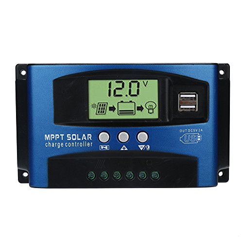 noband 100A MPPT Solar Panel Regulator Charge Controller 12V/24V Auto Focus Tracking with Dual USB Port LCD Display for Lead Acid Batteries (one Size)