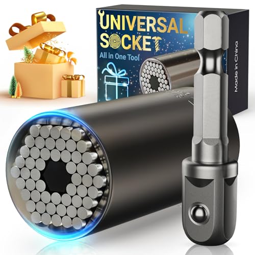 Super Universal Socket Gifts for Men - Tools Christmas Stocking Stuffers for Adults Grip Socket Set with Power Drill Adapter, Gadgets for Men Dad Him Kids Husband Who Have Everything Cool Stuff Ideas