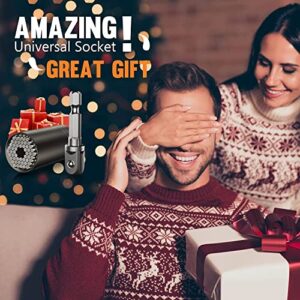 Super Universal Socket Gifts for Men - Tools Christmas Stocking Stuffers for Adults Grip Socket Set with Power Drill Adapter, Gadgets for Men Dad Him Kids Husband Who Have Everything Cool Stuff Ideas