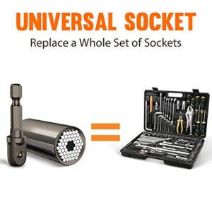 Super Universal Socket Gifts for Men - Tools Christmas Stocking Stuffers for Adults Grip Socket Set with Power Drill Adapter, Gadgets for Men Dad Him Kids Husband Who Have Everything Cool Stuff Ideas