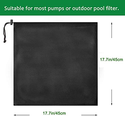 Hecaty 17.7"x 17.7" Large Pump Barrier Bag, Pond Pump Filter Bag, Black Media, Nylon Mesh Bag, Swimming Pool Filters(Black)